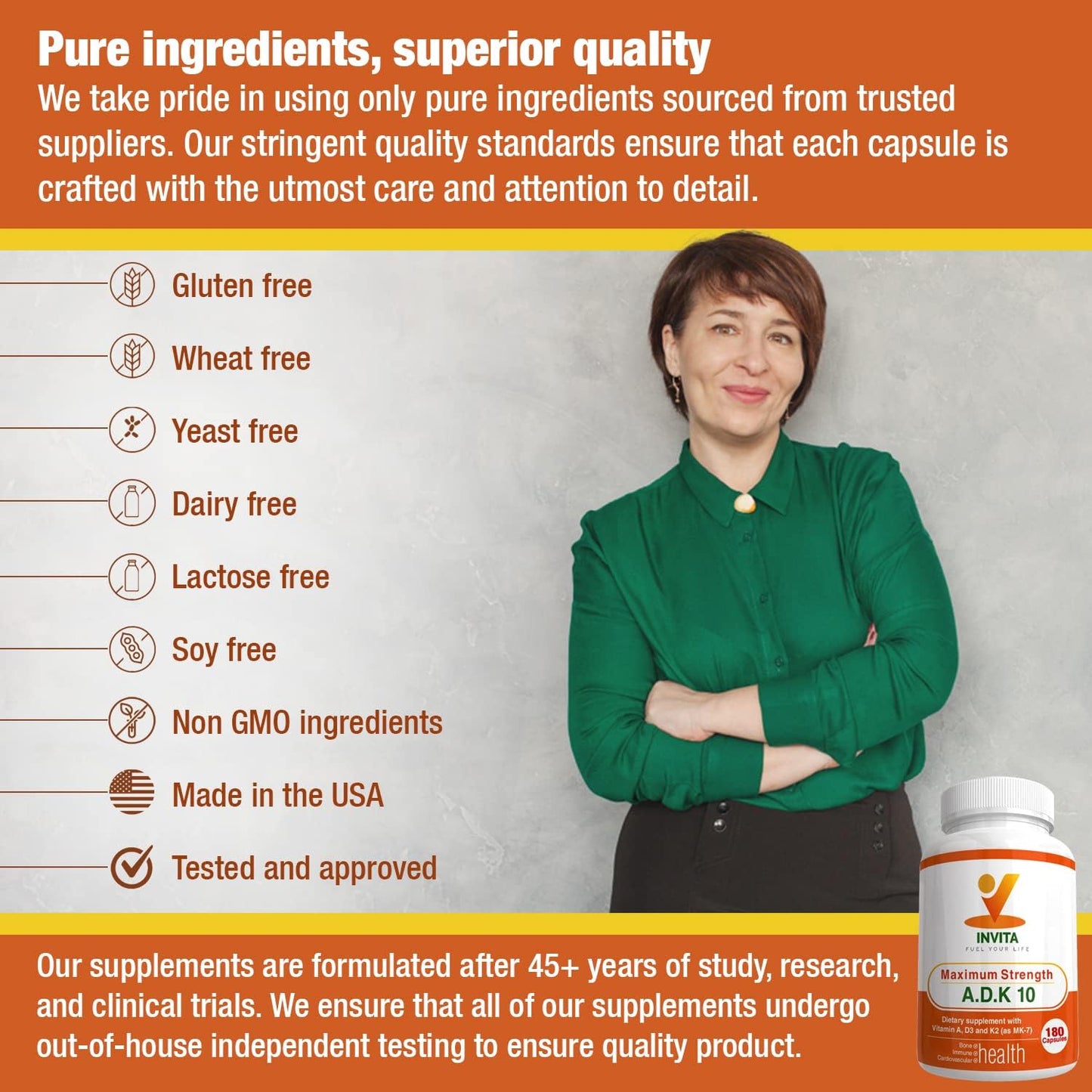 Physician Formulated Double Strength Vitamins A1, D3 & K2 (as MK7) - Bone & Immune Support - 180 Vegetarian Capsules, Gluten Free, Non GMO