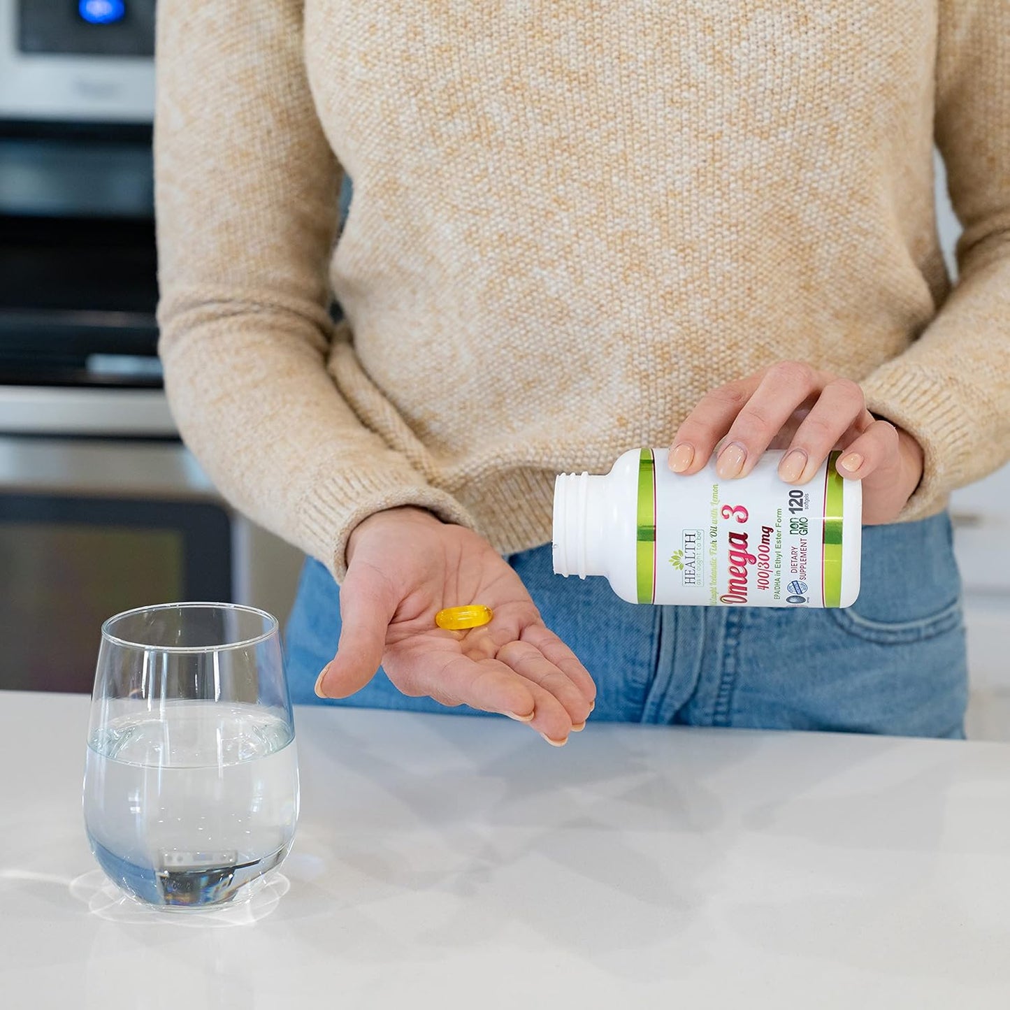 Physician Formulated Omega 3 400/300 mg Supplement | Wild Caught Icelandic Fish Oil with Lemon | 120 Capsules