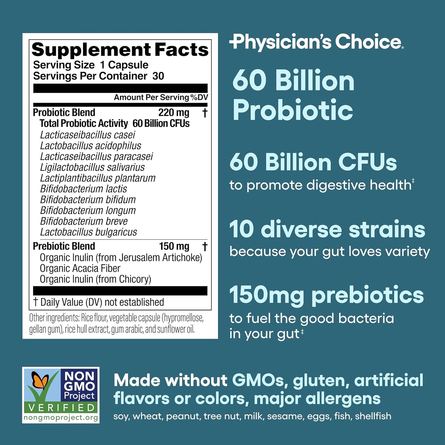 Physician's CHOICE Gut Health Bundle: Probiotics & Enzymes - Digestive Comfort & Immune Support - 60 Billion CFU