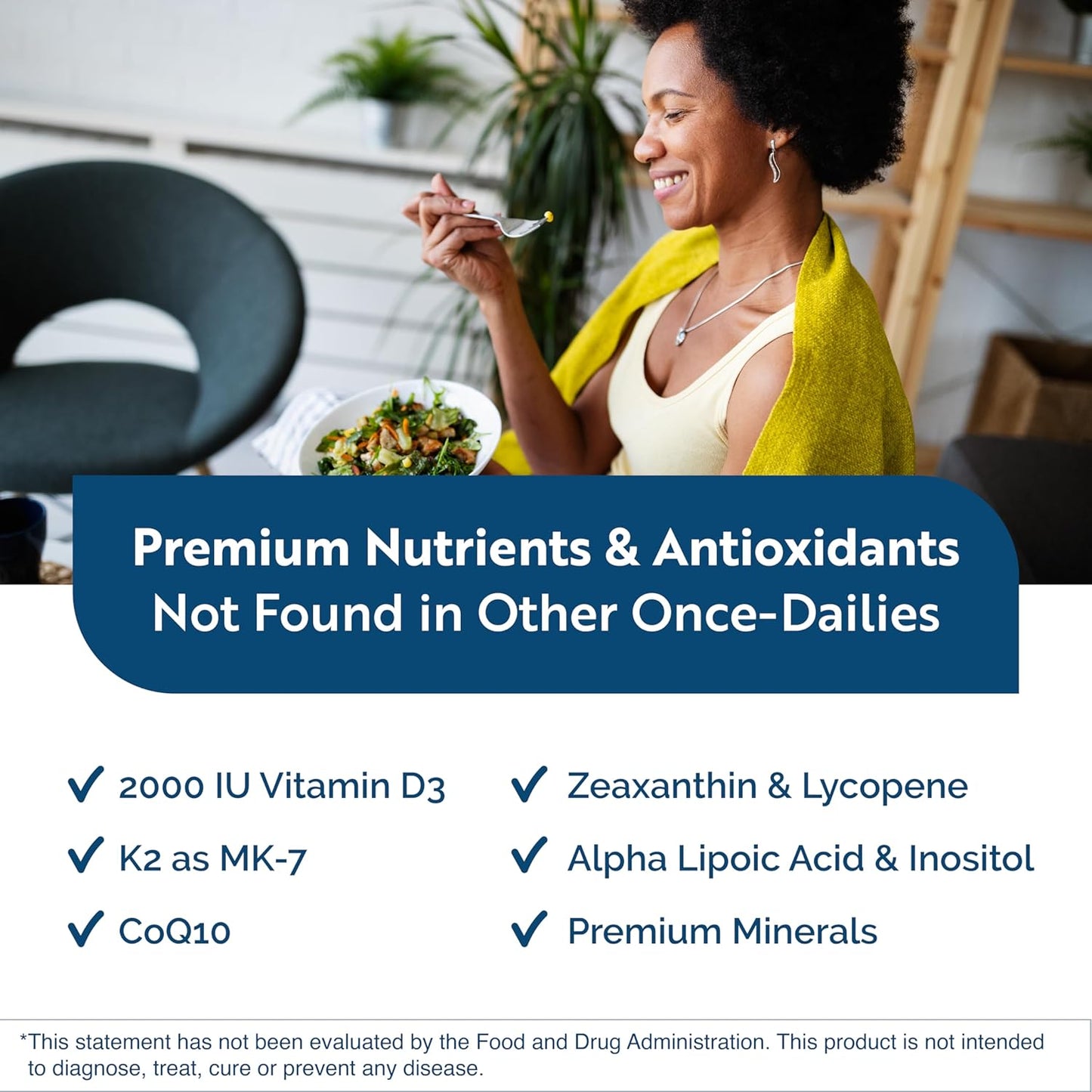 Physician's Daily + D3 Multivitamin Supplement with Vitamin D3, B12, B6, and Folate - 60 Capsules for Men and Women