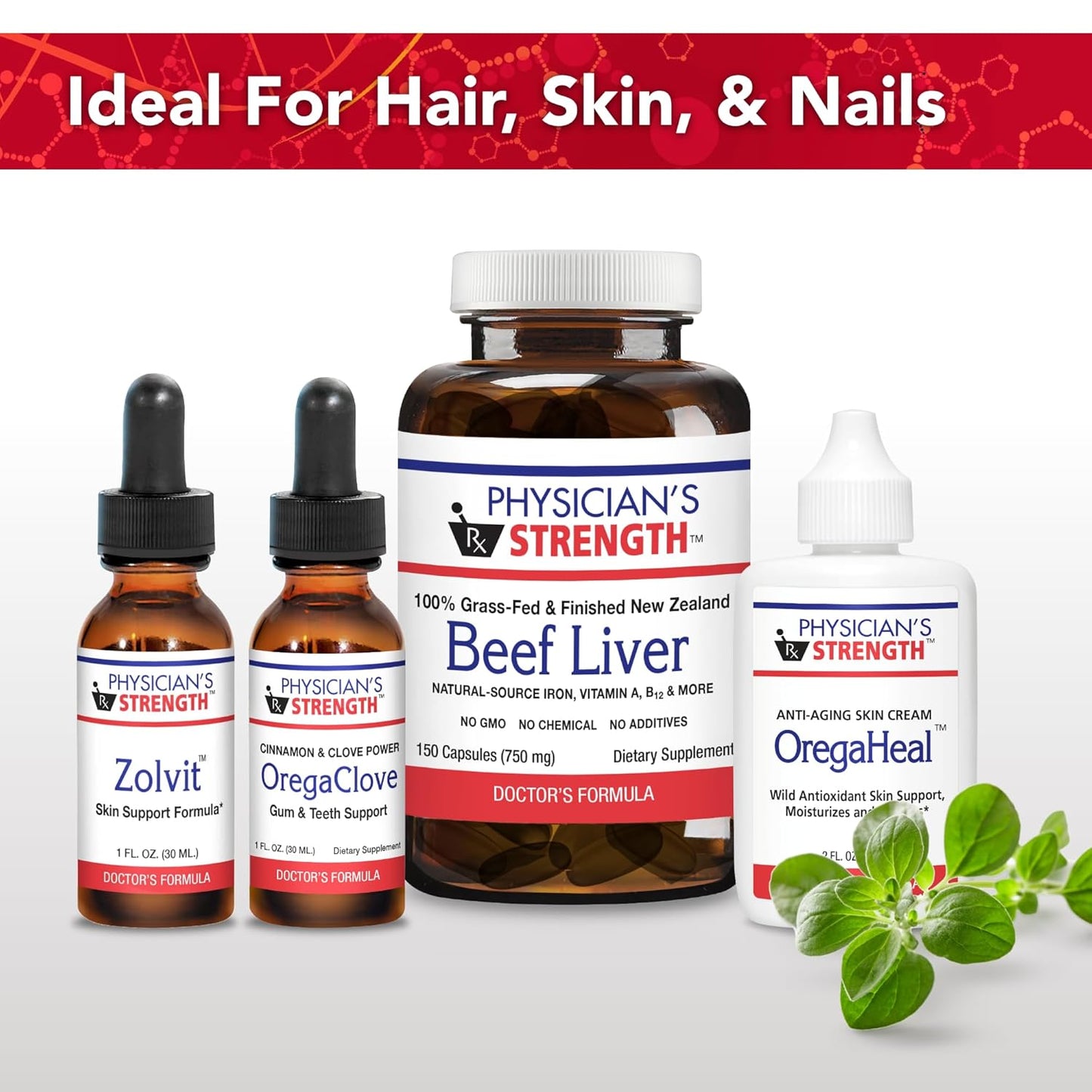 Physician's Strength Nail-EX Liquid - 1 fl oz - Promotes Healthy Nails & Skin - Toenail & Fingernail Support - 43 Servings