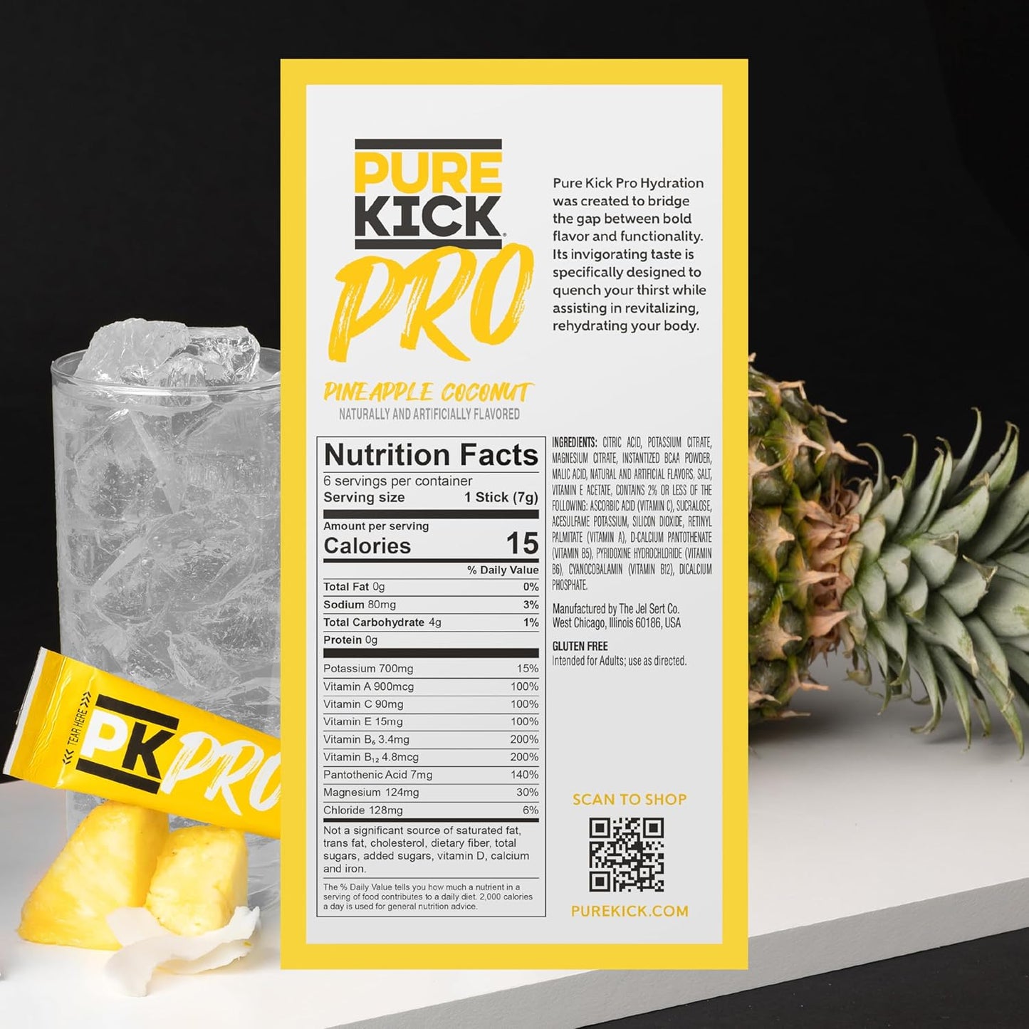 Pineapple Coconut PURE KICK PRO Hydration Electrolyte Drink Mix - 6 Packets per Box