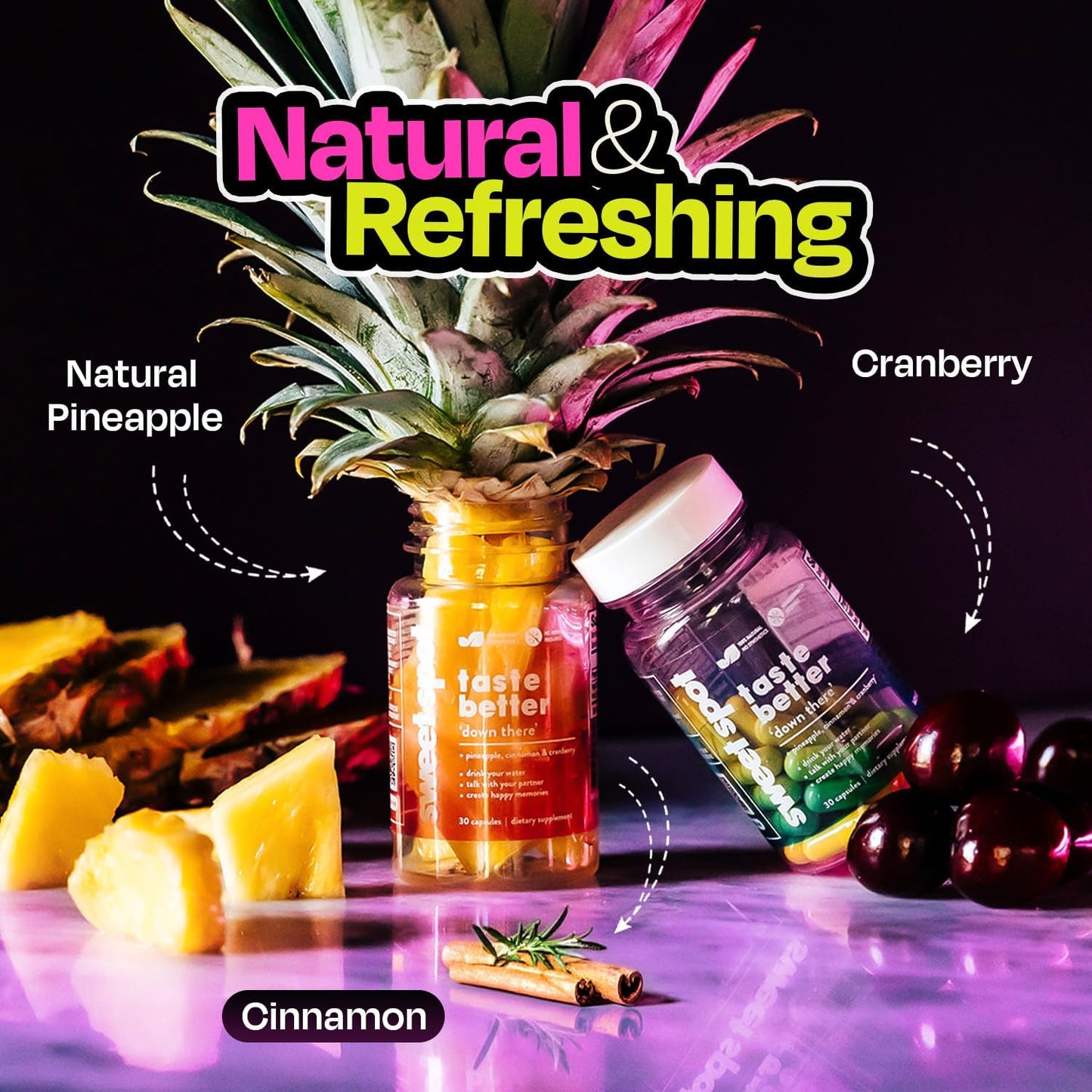 Pineapple Extract Vaginal Probiotics - Freshens Taste & Supports Vaginal Health - Natural pH Balance - 60 Capsules, Made in USA