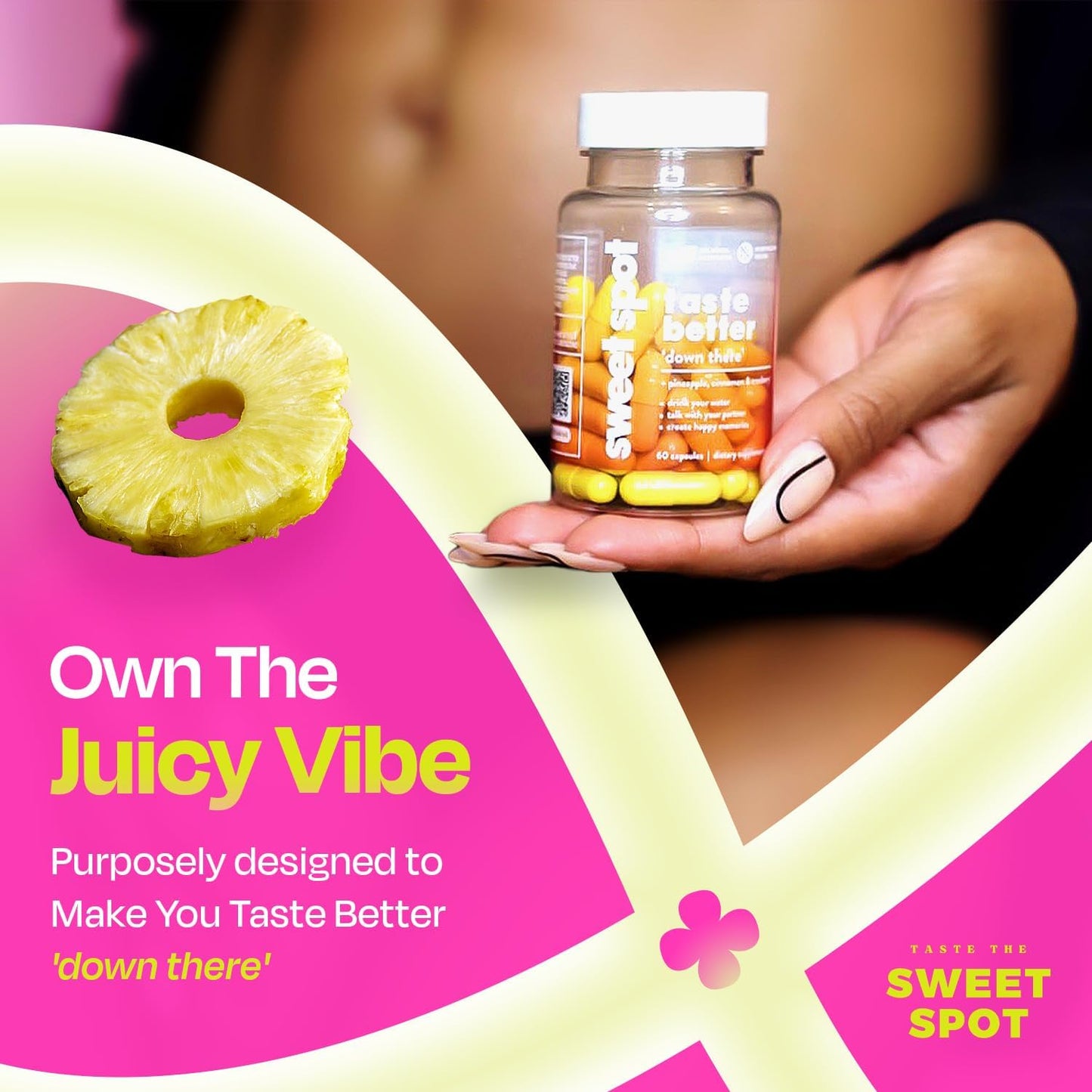 Pineapple Extract Vaginal Probiotics - Freshens Taste & Supports Vaginal Health - Natural pH Balance - 60 Capsules, Made in USA