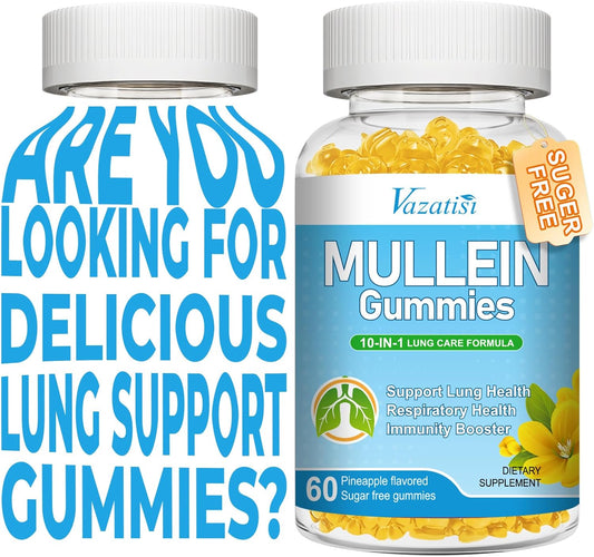 Pineapple Flavored Lung Detox Gummies with Mullein Leaf Extract, Bromelain, Quercetin, and Magnesium - 120 Count