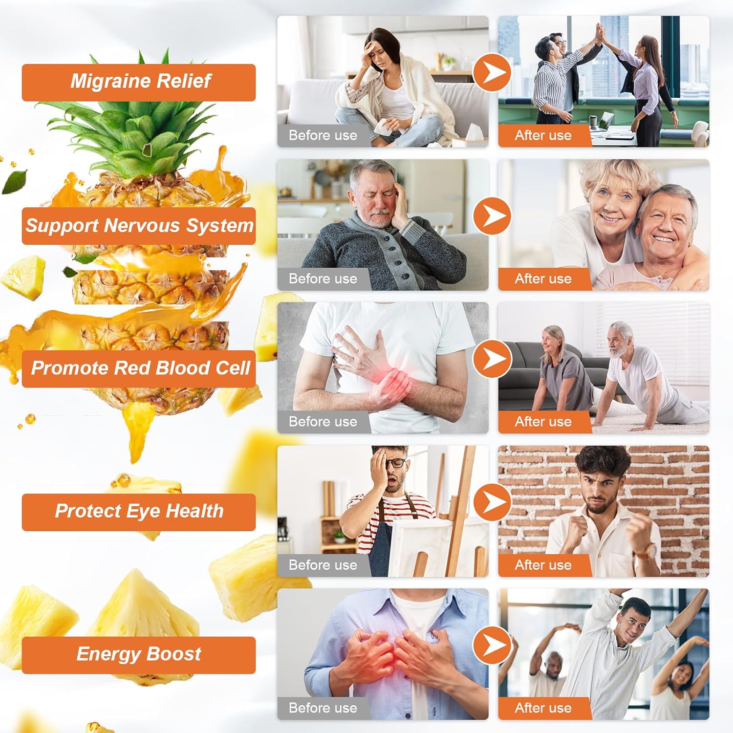 Pineapple Flavored Vitamin B2 400mg Gummies with Magnesium & CoQ10 - Migraine Relief & Nervous System Support - 90 Chewable Gummies for All Ages