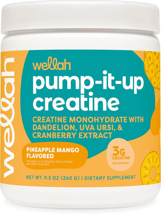 Pineapple Mango Wellah Pump-It-Up Creatine - 50 Servings, Monohydrate with Dandelion, Uva Ursi, & Cranberry Extract