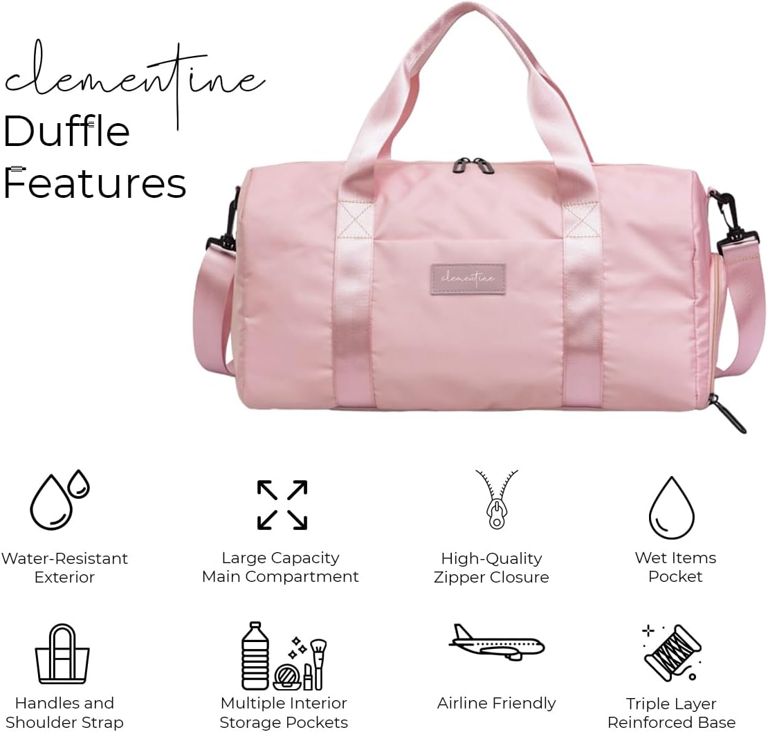 Pink GOMOYO Women's Gym Bag with Shoe Compartment & Wet Pocket | Small Lightweight Duffle Bag with Motivational Quotes | Ideal for Workouts & Travel