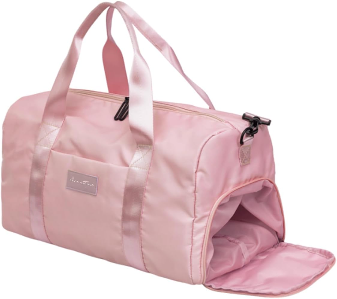 Pink GOMOYO Women's Gym Bag with Shoe Compartment & Wet Pocket | Small Lightweight Duffle Bag with Motivational Quotes | Ideal for Workouts & Travel