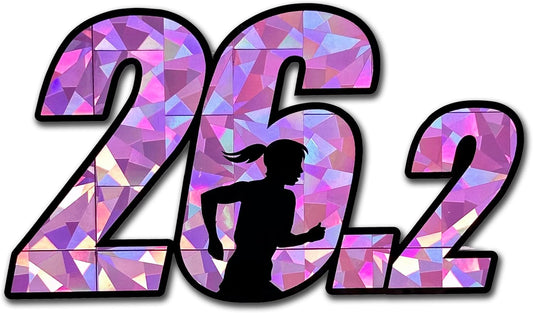Pink Reflective 26.2 Marathon Decal Sticker - Weatherproof Universal Fit Automotive Grade 2.25" x 3.75