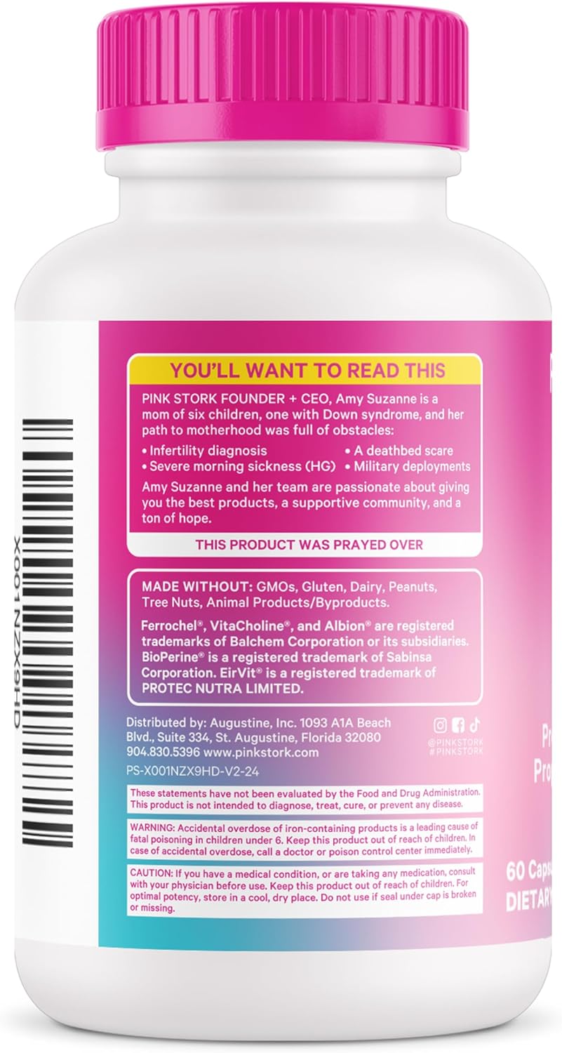 Pink Stork Fertility Support Supplements for Women - Prenatal Multivitamin with Hormone Balance & Ovulation Support - 17 Vitamins & Herbs - 60 Capsules