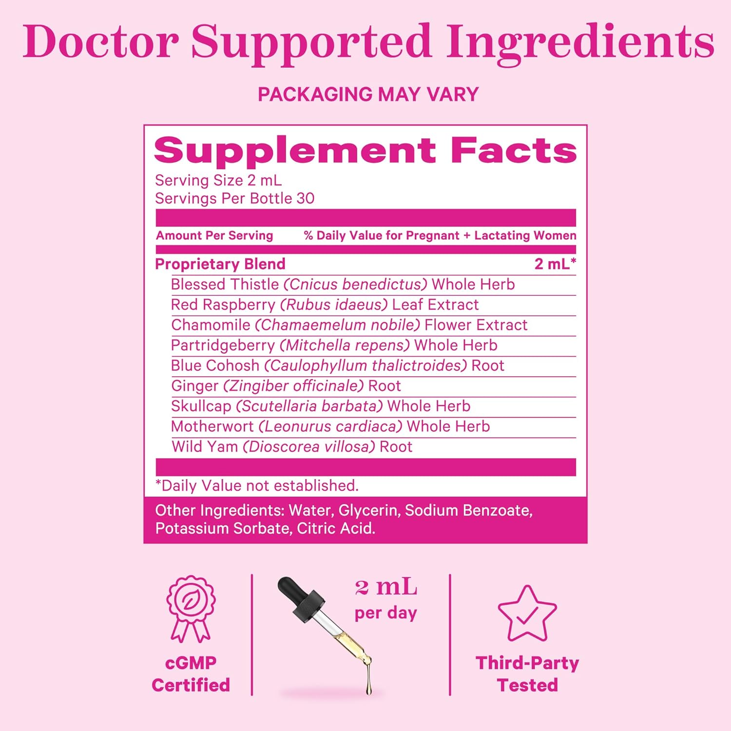 Pink Stork Labor Prep and Recovery Tincture with Red Raspberry Leaf - Natural Third Trimester & Postpartum Support - 9 Herbs for Gentle Birth, Uterine Support, & Hormone Balance - 2 oz Bottle - BoostGo Australia