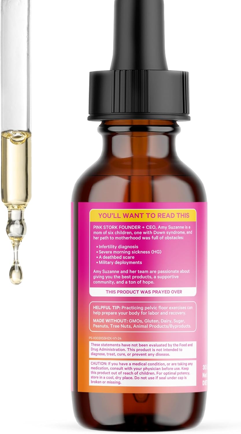 Pink Stork Labor Prep and Recovery Tincture with Red Raspberry Leaf - Natural Third Trimester & Postpartum Support - 9 Herbs for Gentle Birth, Uterine Support, & Hormone Balance - 2 oz Bottle - BoostGo Australia