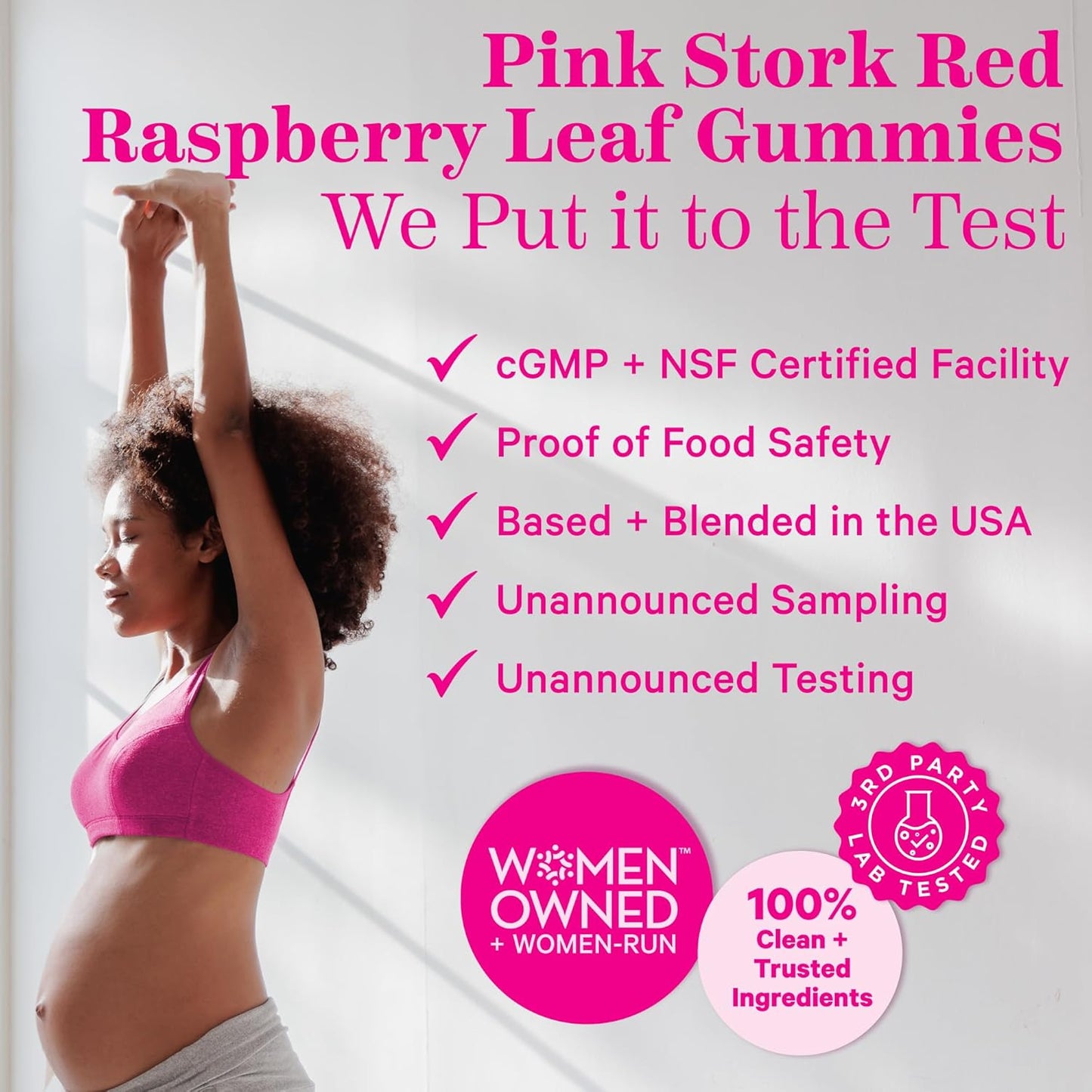 Pink Stork Red Raspberry Leaf Gummies - Labor Prep + Postpartum Mood Support - 60 Vegan Gummy Supplements - BoostGo Australia