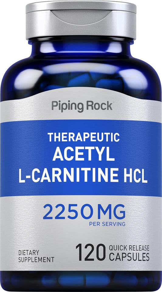 Piping Rock Acetyl L-Carnitine HCL 2250mg 120 Capsules - Therapeutic Non-GMO Gluten Free Supplement