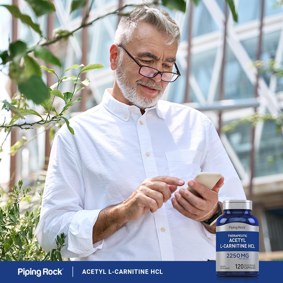 Piping Rock Acetyl L-Carnitine HCL 2250mg 120 Capsules - Therapeutic Non-GMO Gluten Free Supplement
