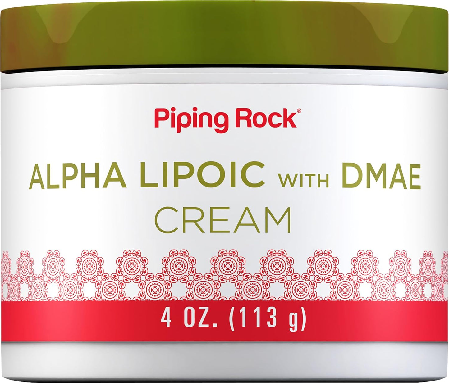 Piping Rock Alpha Lipoic Acid DMAE Cream 4 oz Hydrating Firming Face Skin Non GMO Gluten Free
