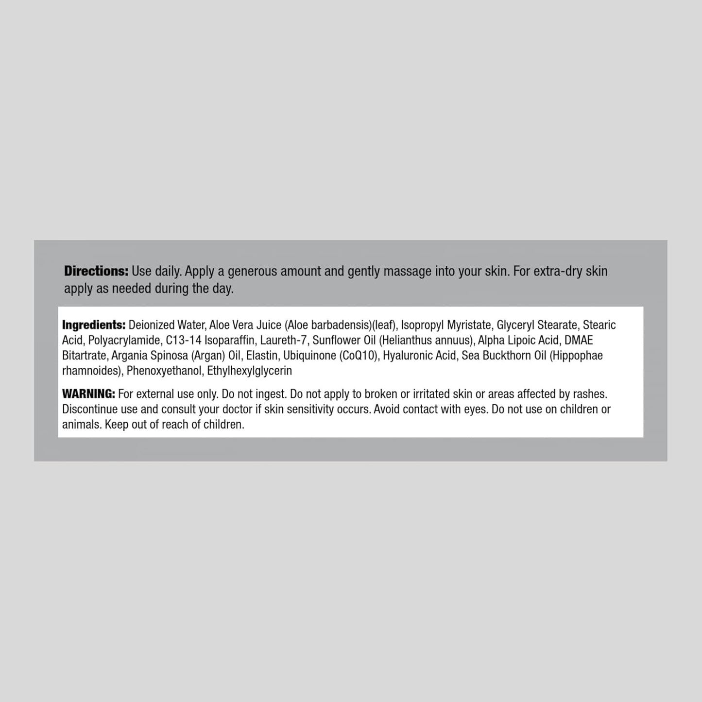 Piping Rock Alpha Lipoic Acid DMAE Cream 4 oz Hydrating Firming Face Skin Non GMO Gluten Free