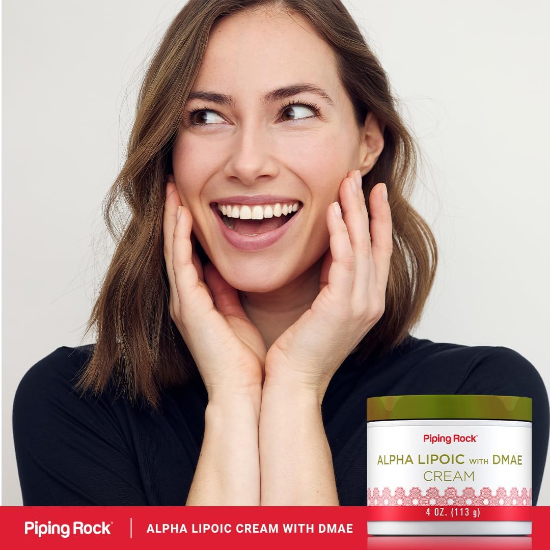 Piping Rock Alpha Lipoic Acid DMAE Cream 4 oz Hydrating Firming Face Skin Non GMO Gluten Free
