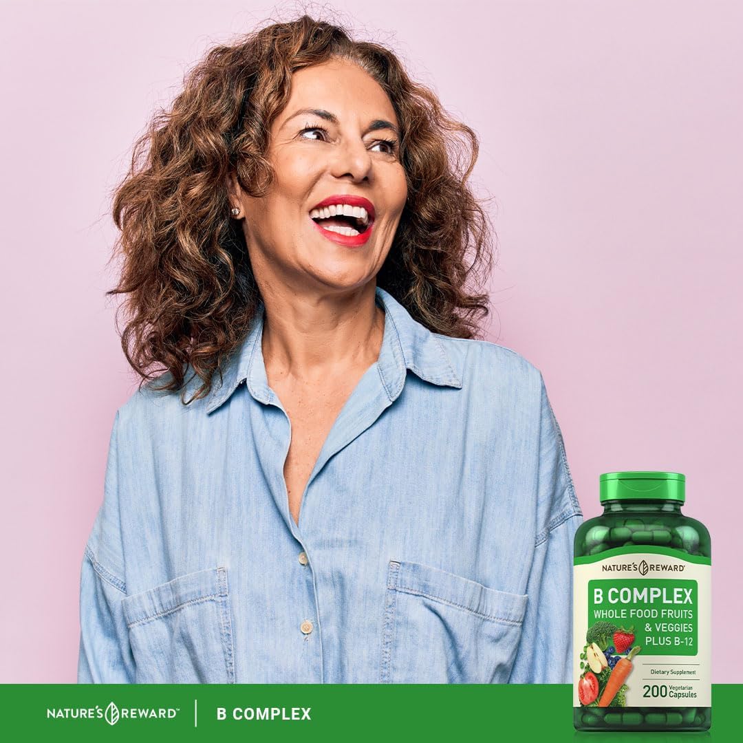 Piping Rock B Complex Capsules with Whole Food Fruits & Veggies - Vitamin B-12, Non-GMO & Vegetarian