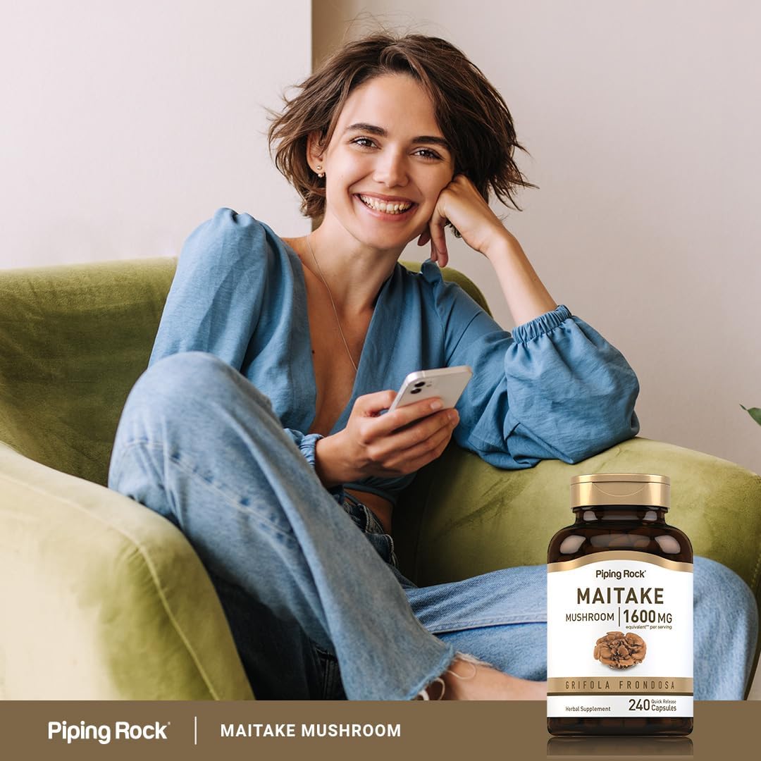 Piping Rock Maitake Mushroom Extract Capsules - 1600mg Herbal Supplement (240 ct) Non-GMO, Gluten Free