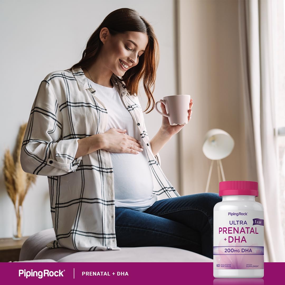 Piping Rock Prenatal Multivitamin Softgels for Women | 60 Count with DHA, Iron | Non-GMO, Gluten-Free Supplement