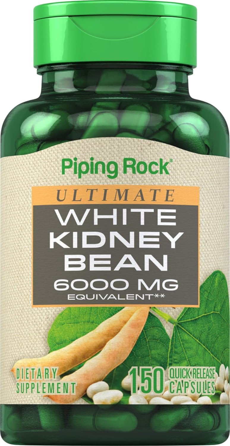 Piping Rock White Kidney Bean Extract 6000mg - 150 Capsules - Non-GMO & Gluten Free - BoostGo Australia