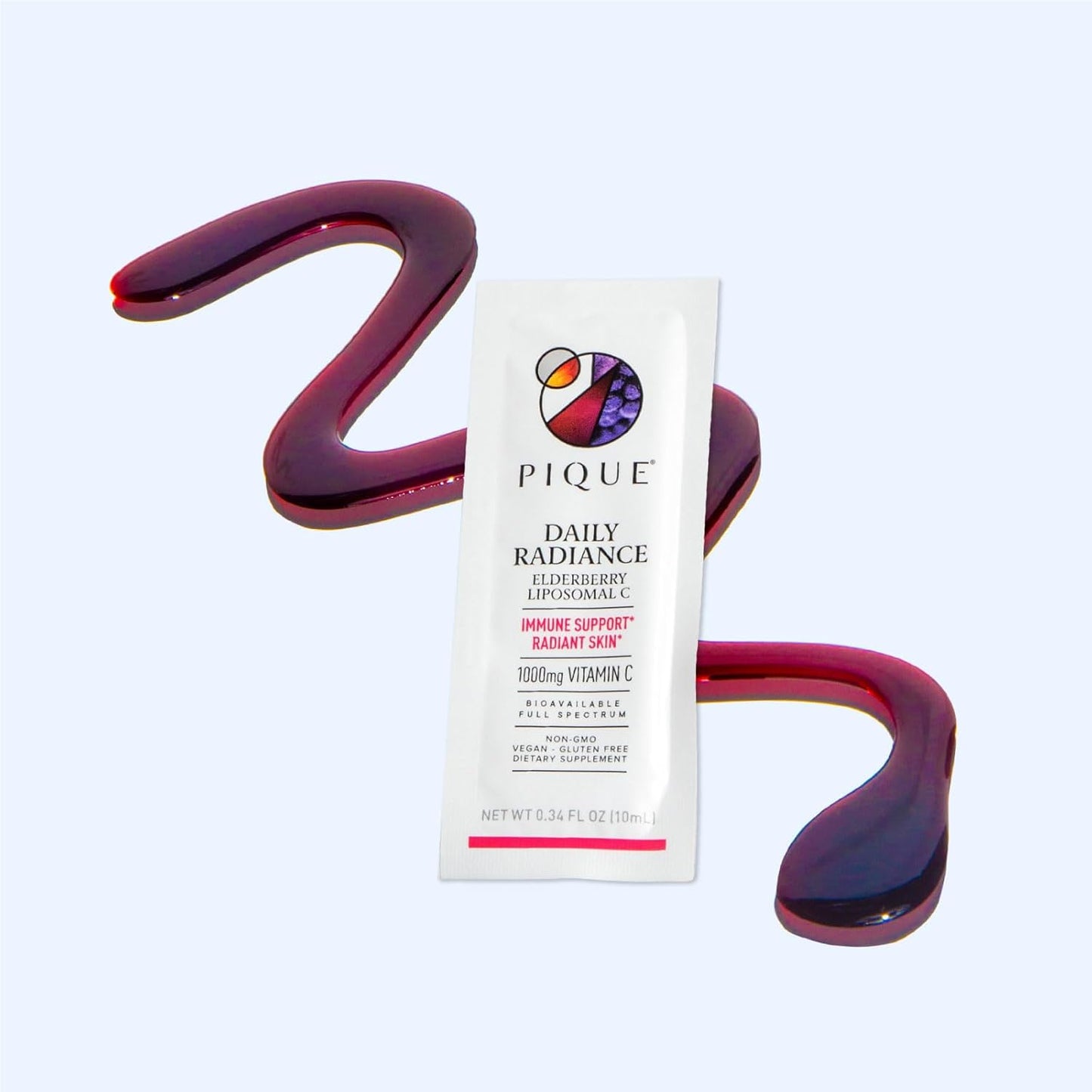PIQUE Daily Radiance Liposomal Vitamin C with Elderberry - Immune Support for Collagen Production - 28 Packets