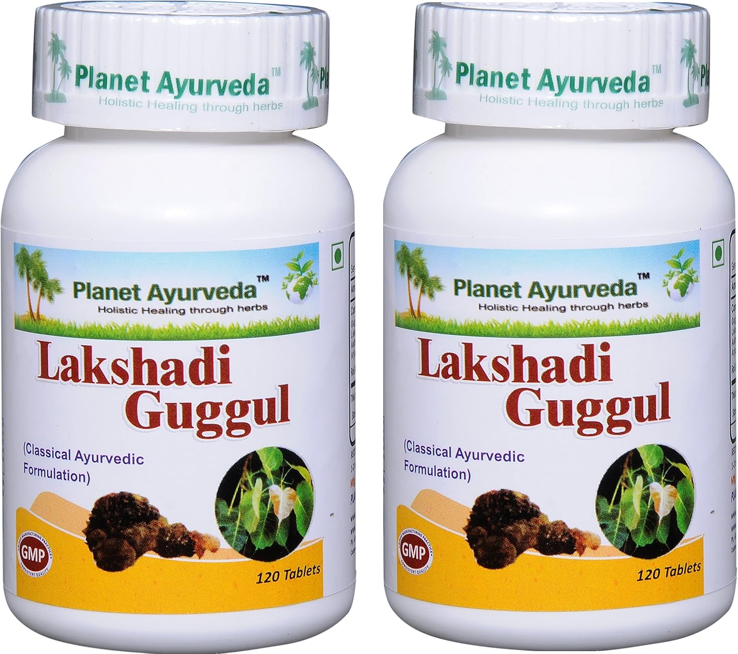 Planet Ayurveda Lakshadi Guggul Herbal Tablets - 100% Natural - 240 Tablets (2 Bottles)