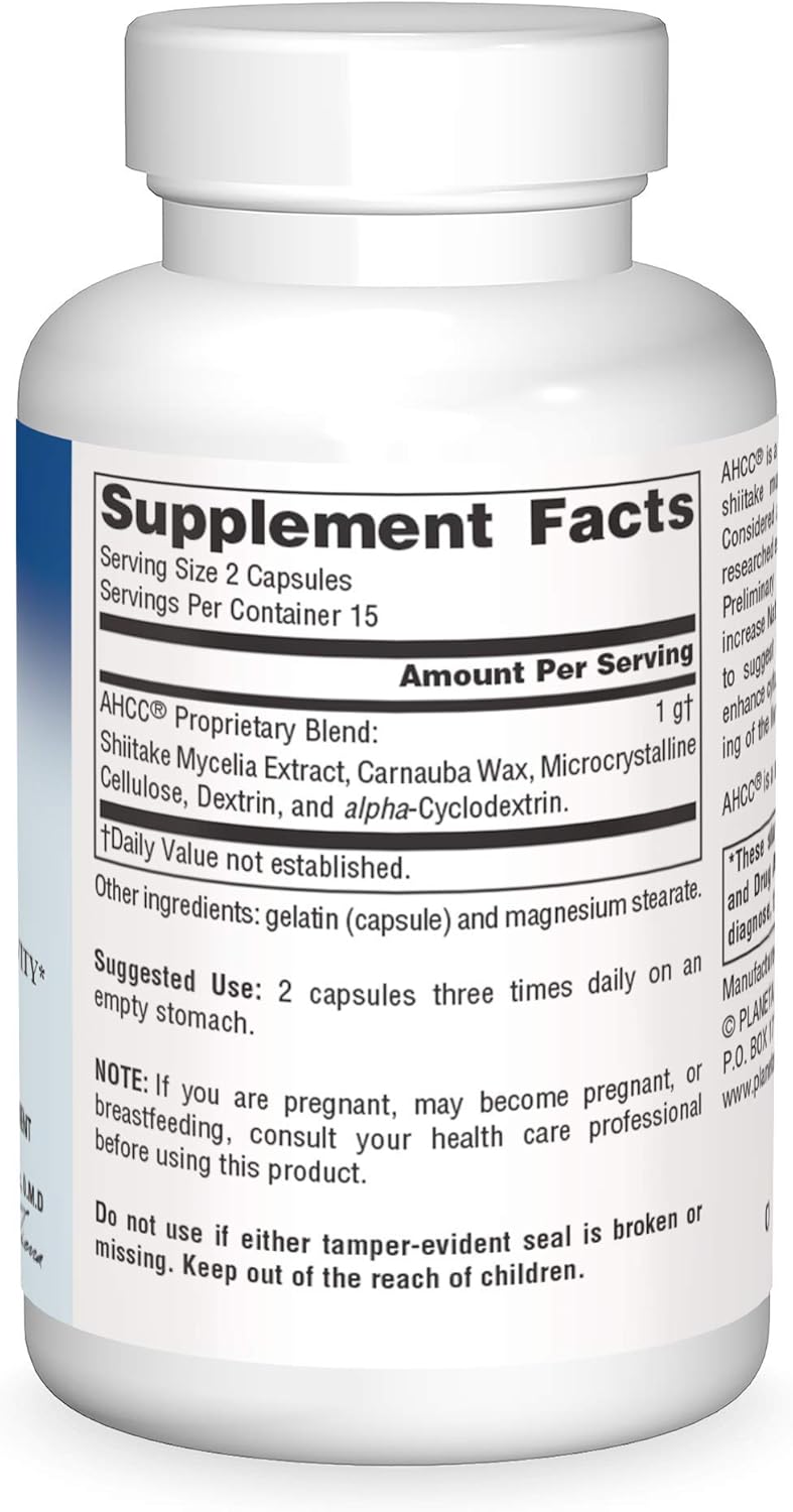 Planetary Herbals AHCC 500mg Capsules - Immune System Support Supplement