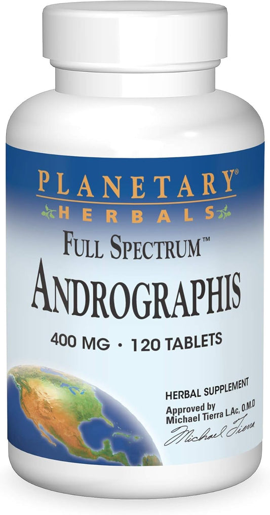 Planetary Herbals Andrographis 400mg Tablets - Supports Digestive, Cardiovascular, Urinary Health - Promotes Liver & Immune Function - 120 Count