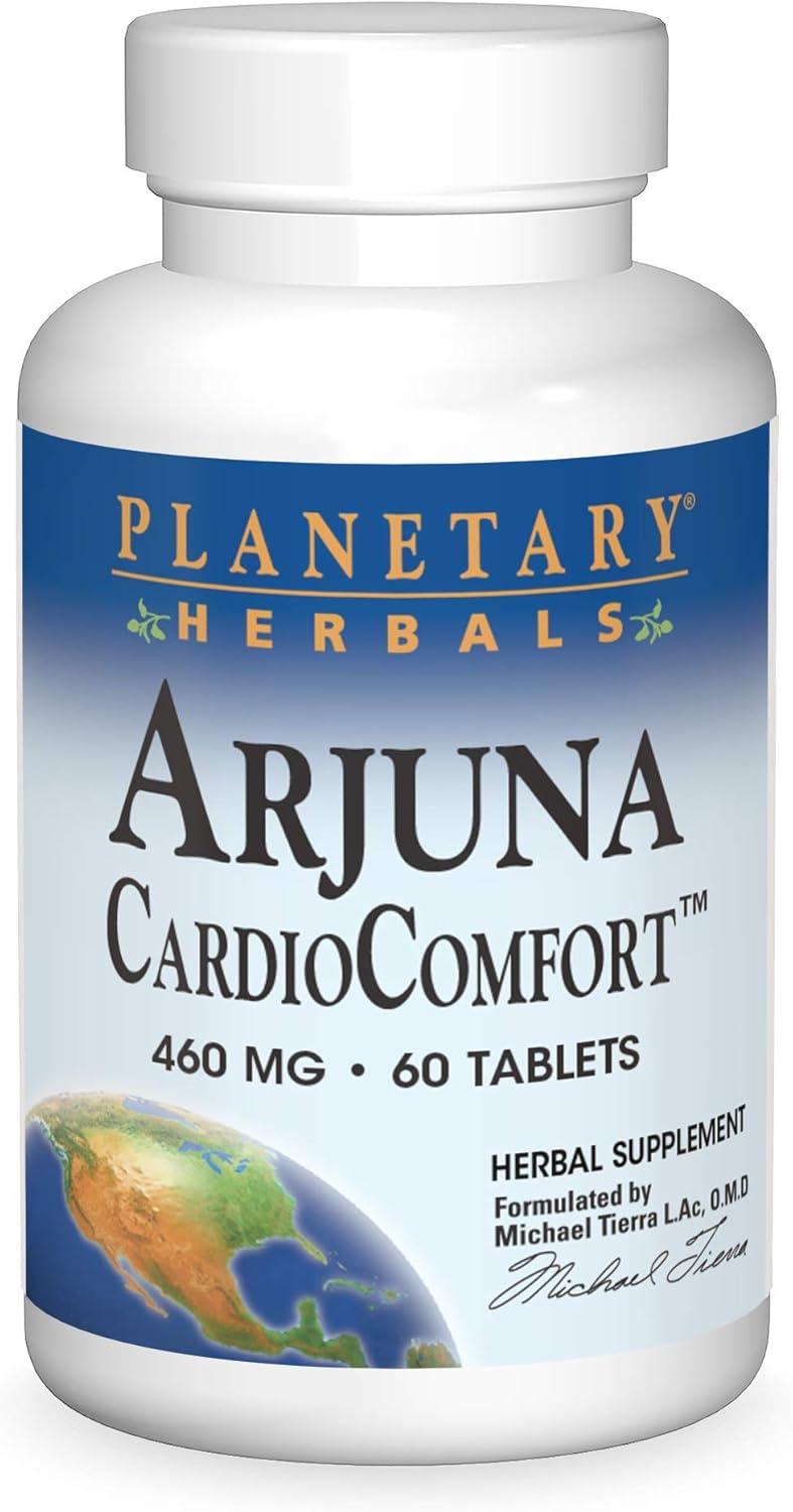 Planetary Herbals Arjuna Cardio Comfort Tablets - 60 Count, 460mg - Heart Health Support Supplement