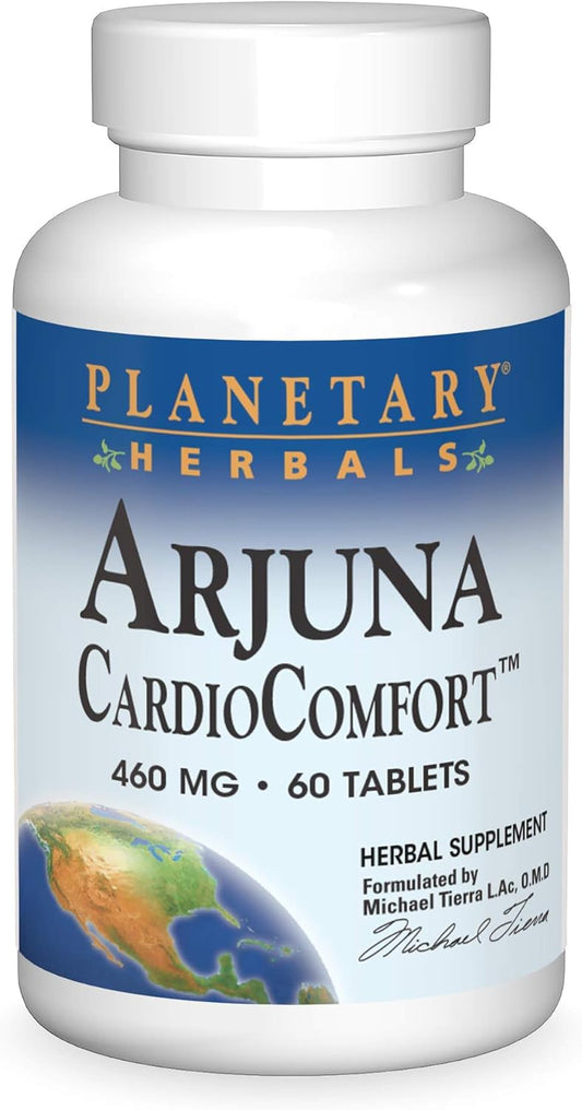 Planetary Herbals Arjuna Cardio Comfort Tablets - 60 Count, 460mg - Heart Health Support Supplement