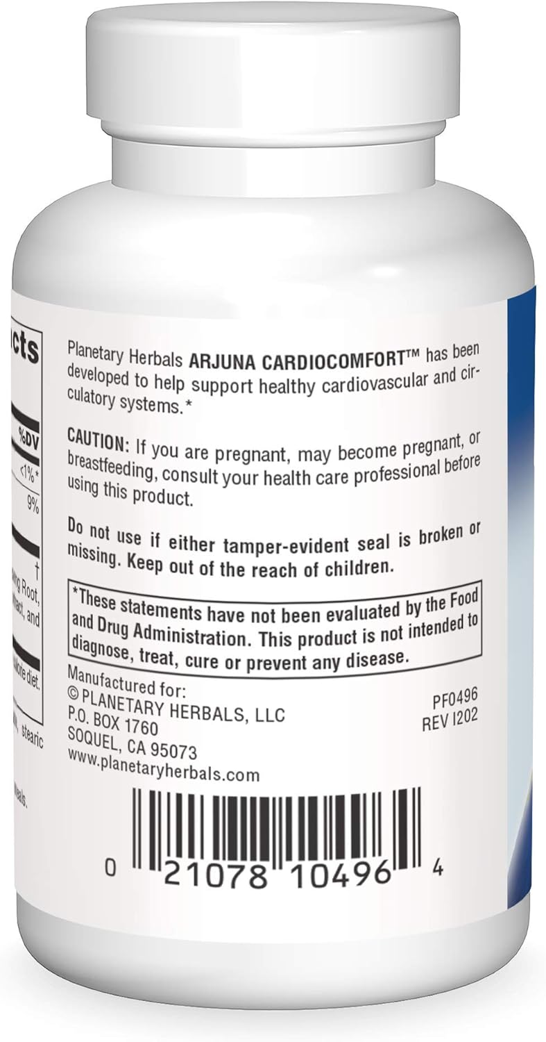 Planetary Herbals Arjuna Cardio Comfort Tablets - 60 Count, 460mg - Heart Health Support Supplement