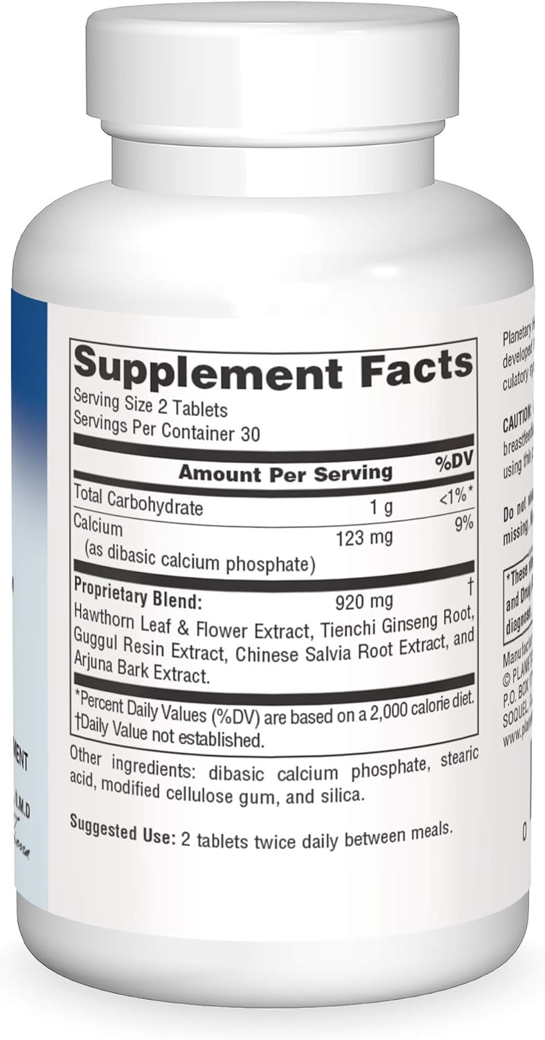 Planetary Herbals Arjuna Cardio Comfort Tablets - 60 Count, 460mg - Heart Health Support Supplement