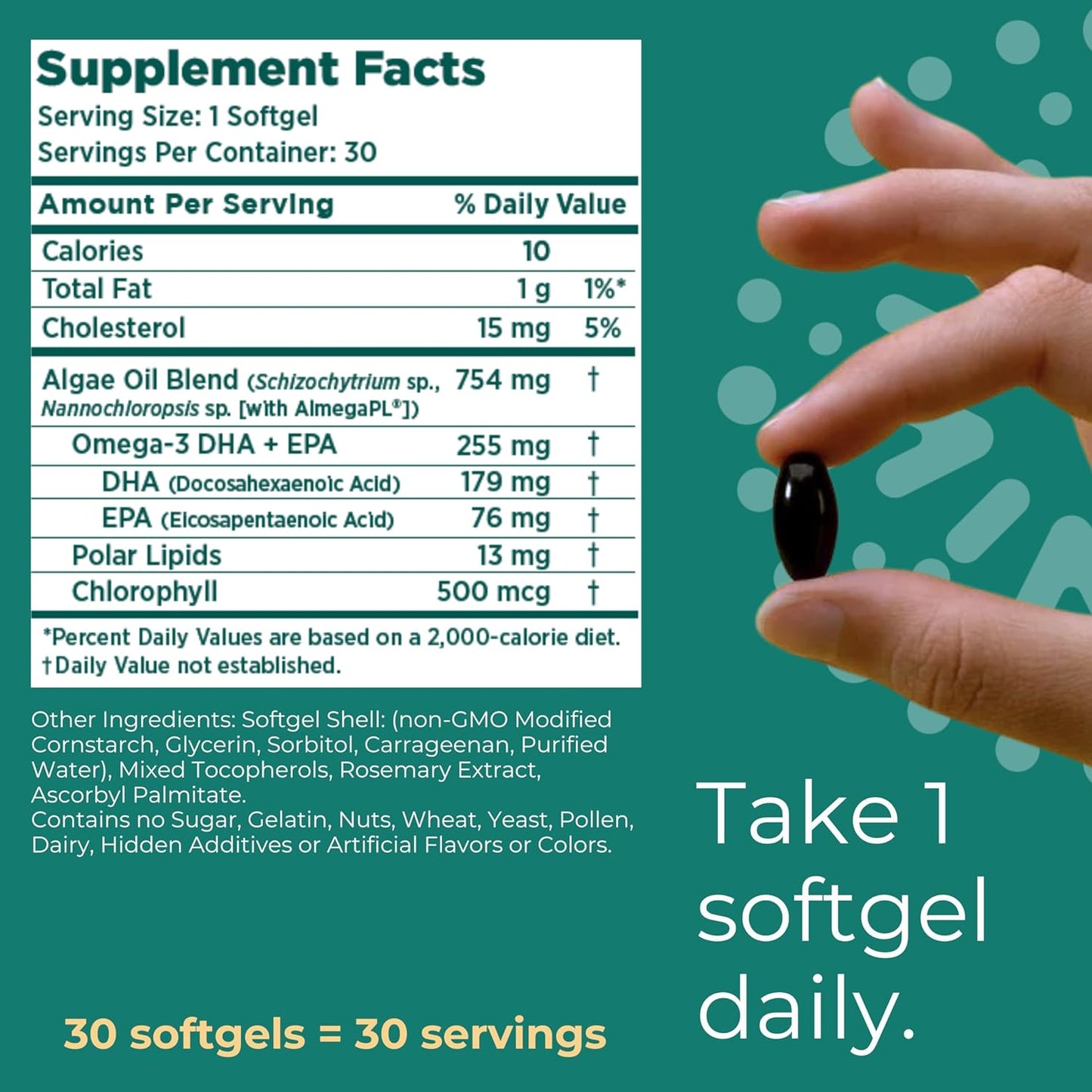 Plant-Based Algae Omega-3 Softgels, 90 Servings, EPA + DHA for Brain & Heart Support, No Fishy Aftertaste, Krill & Fish Oil Alternative