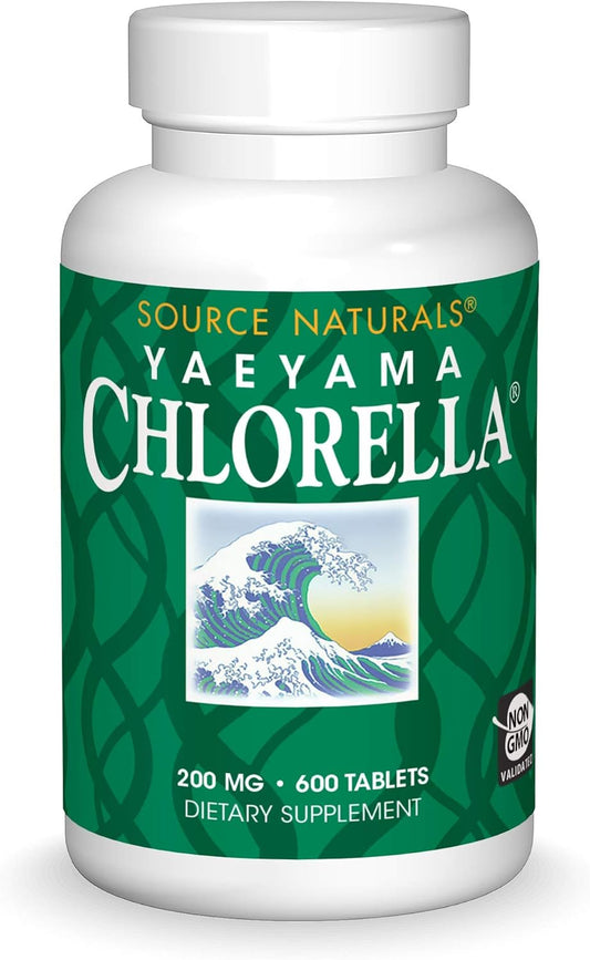 Plant-Based B12 Yaeyama Chlorella Green Superfood Tablets - 600 Count, 200 mg