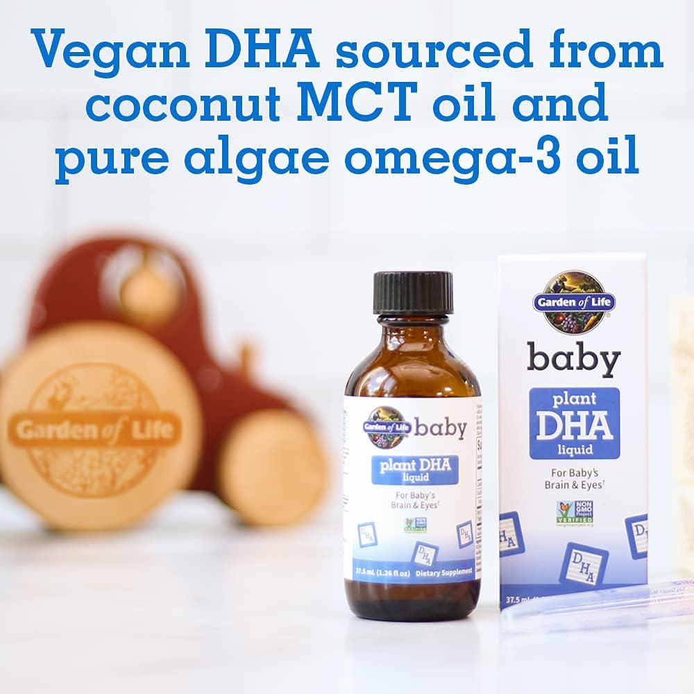 Plant Based Baby DHA Drops, Omega 3 Supplement for Baby's Brain & Eyes, Vegan Formula, 37.5 mL Liquid - BoostGo Australia