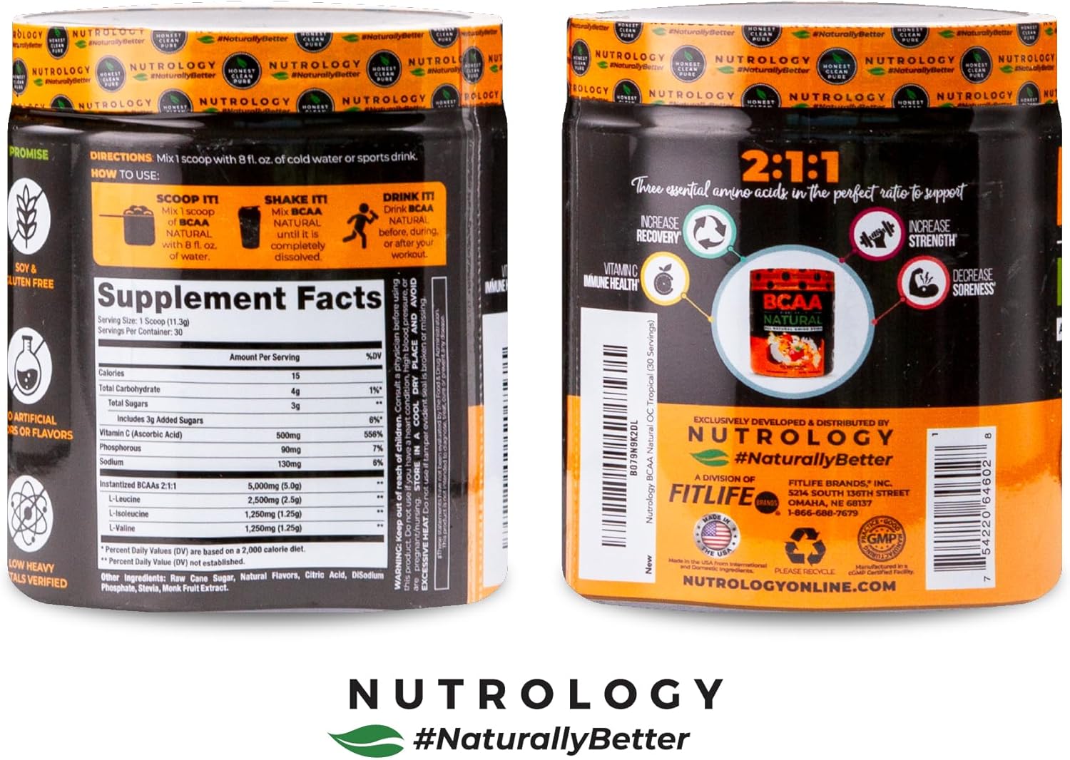 Plant Based BCAA Powder - Orange Coconut, 2:1:1 Ratio Amino Acids, Vegan & Gluten-Free, 30 Servings - BoostGo Australia