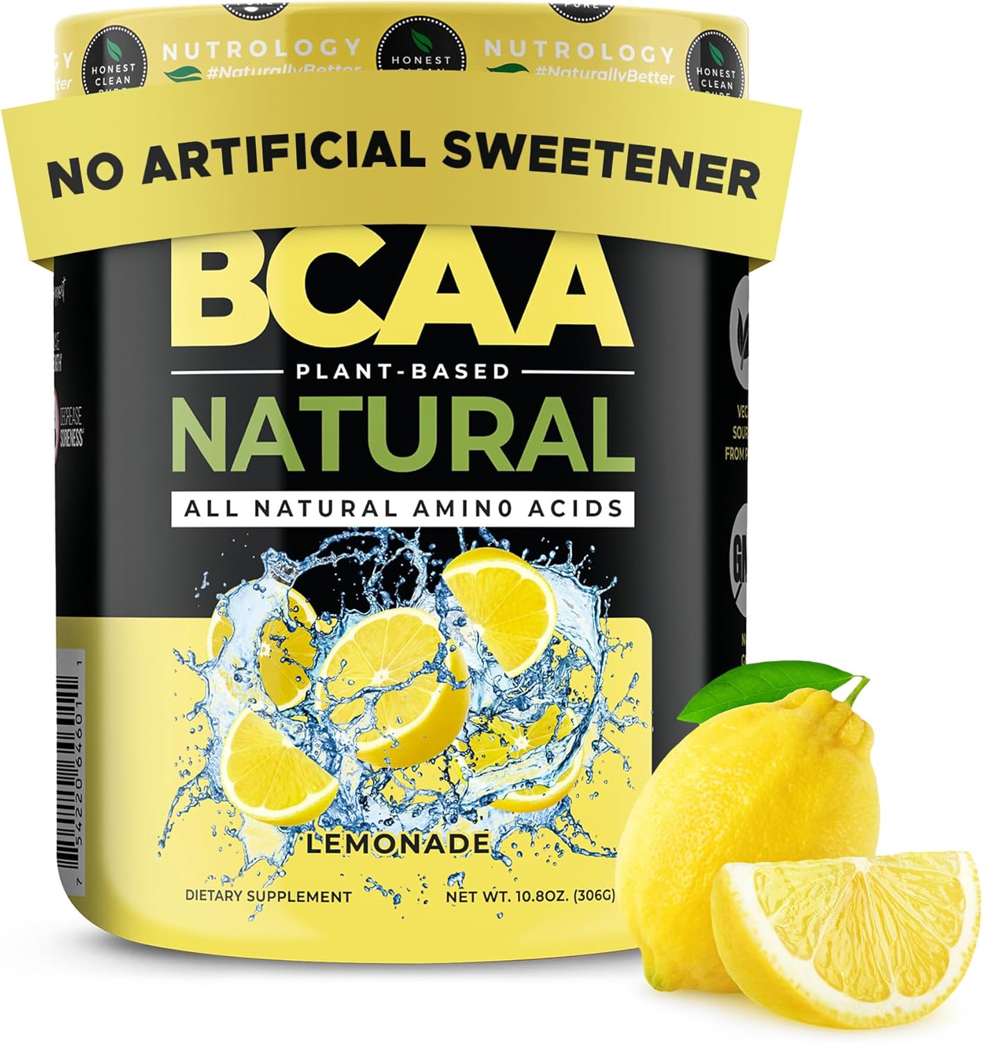 Plant-Based BCAA Powder with Natural Vanilla Cinnamon & Lemonade Flavor, 30 Servings