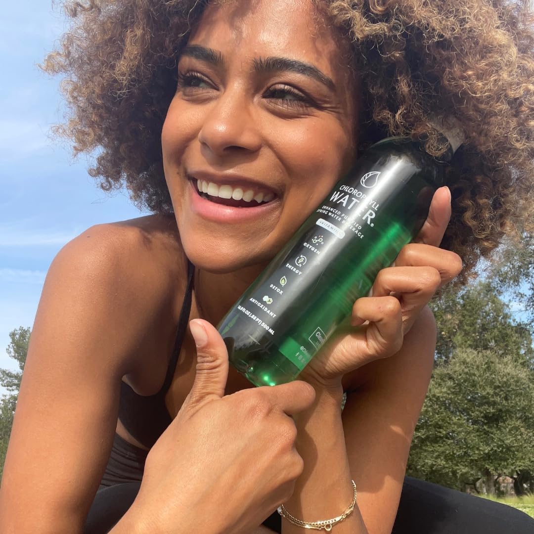 Plant-Based Chlorophyll Water Infused with Vitamins for Antioxidants, Detox, Energy, and Immune Support - 12pk