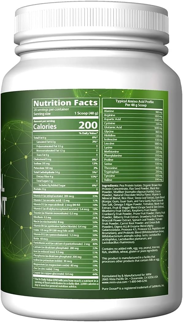Plant-Based Chocolate Mocha Meal Replacement Protein with 22g Protein - 28 Servings - BoostGo Australia