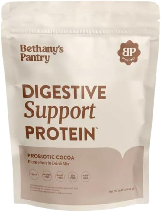 Plant-Based Cocoa Probiotic Protein Powder for Digestive Health - Vegan Pea Protein with Probiotics - Clean Lean Protein - 20 Servings, 1lb