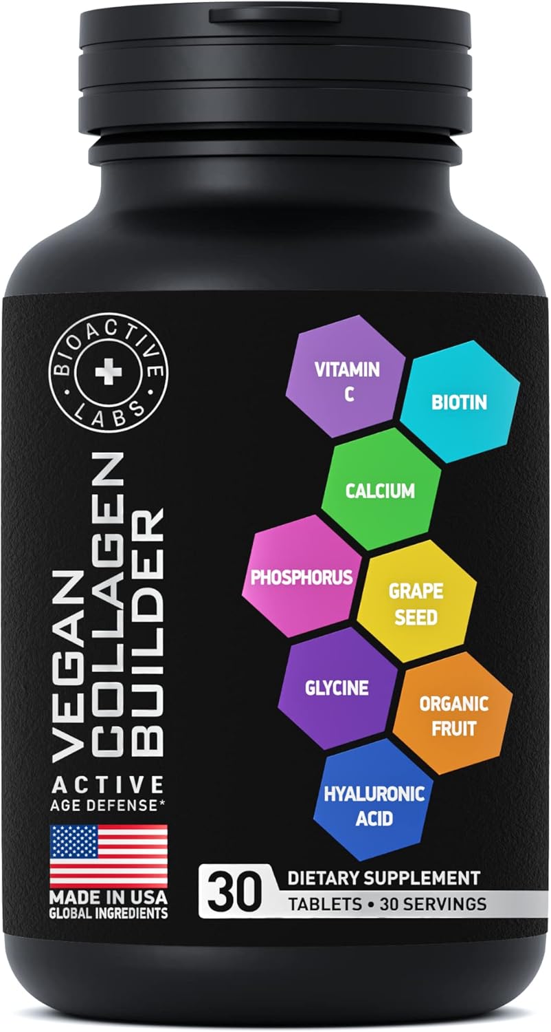 Plant-Based Collagen Boost Tablets for Healthy Skin, Hair, and Nails - Vegan Supplements with Biotin, Vitamin C, and Amino Acids