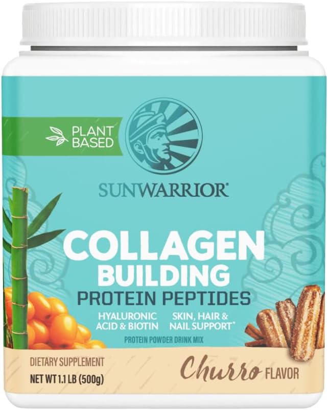 Plant-Based Collagen Building Protein Powder with Hyaluronic Acid & Biotin - Churro Flavored, Non-GMO, Dairy & Sugar Free - 20 Servings