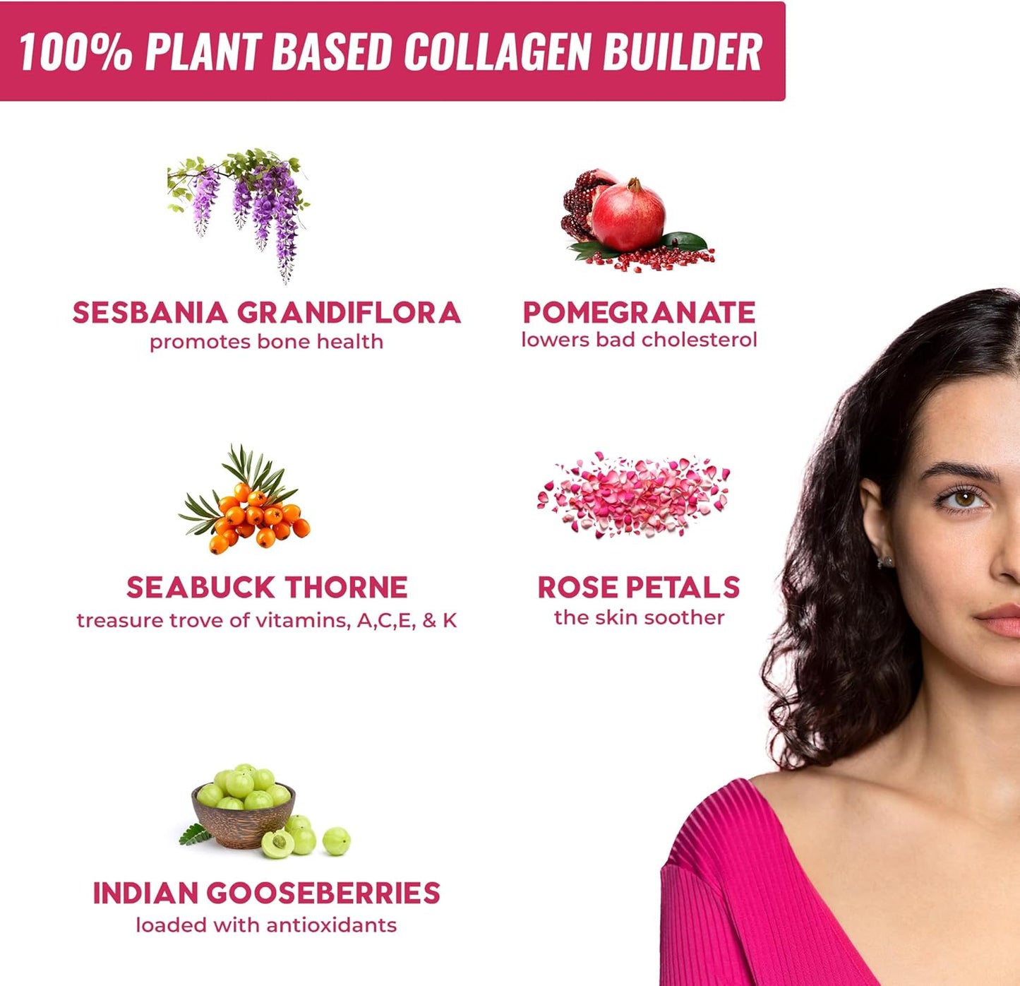 Plant-Based Collagen Peptide Builder Capsules for Skin and Joint Health - 1000mg - 60 Capsules