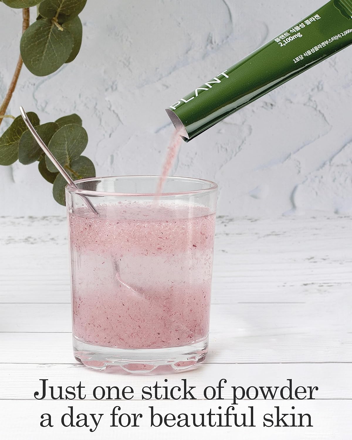 Plant-Based Collagen Powder with Vitamin C - RAWGAPLANT Vegan Collagen (15 Sticks) for Korean Skincare, Low-Molecular Peptides
