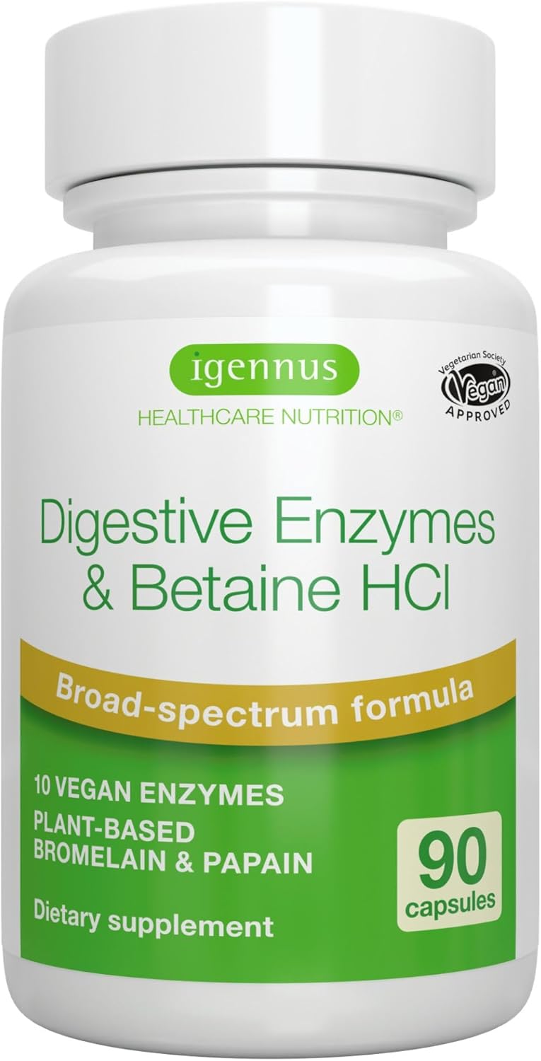 Plant-Based Digestive Enzymes & Betaine HCl Supplement for Women and Men - 6 Pack