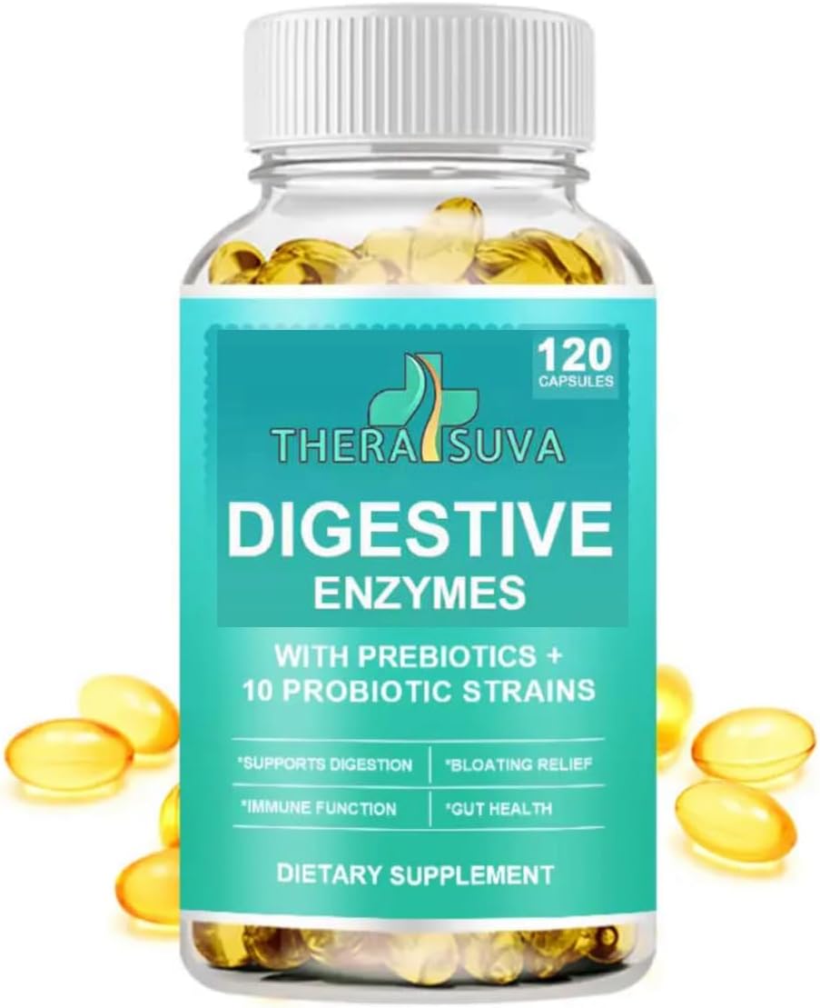 Plant-Based Digestive Enzymes, Probiotics, and Prebiotics Supplement - Vegan, Natural, 120 Capsules, 60-Day Gut Wellness