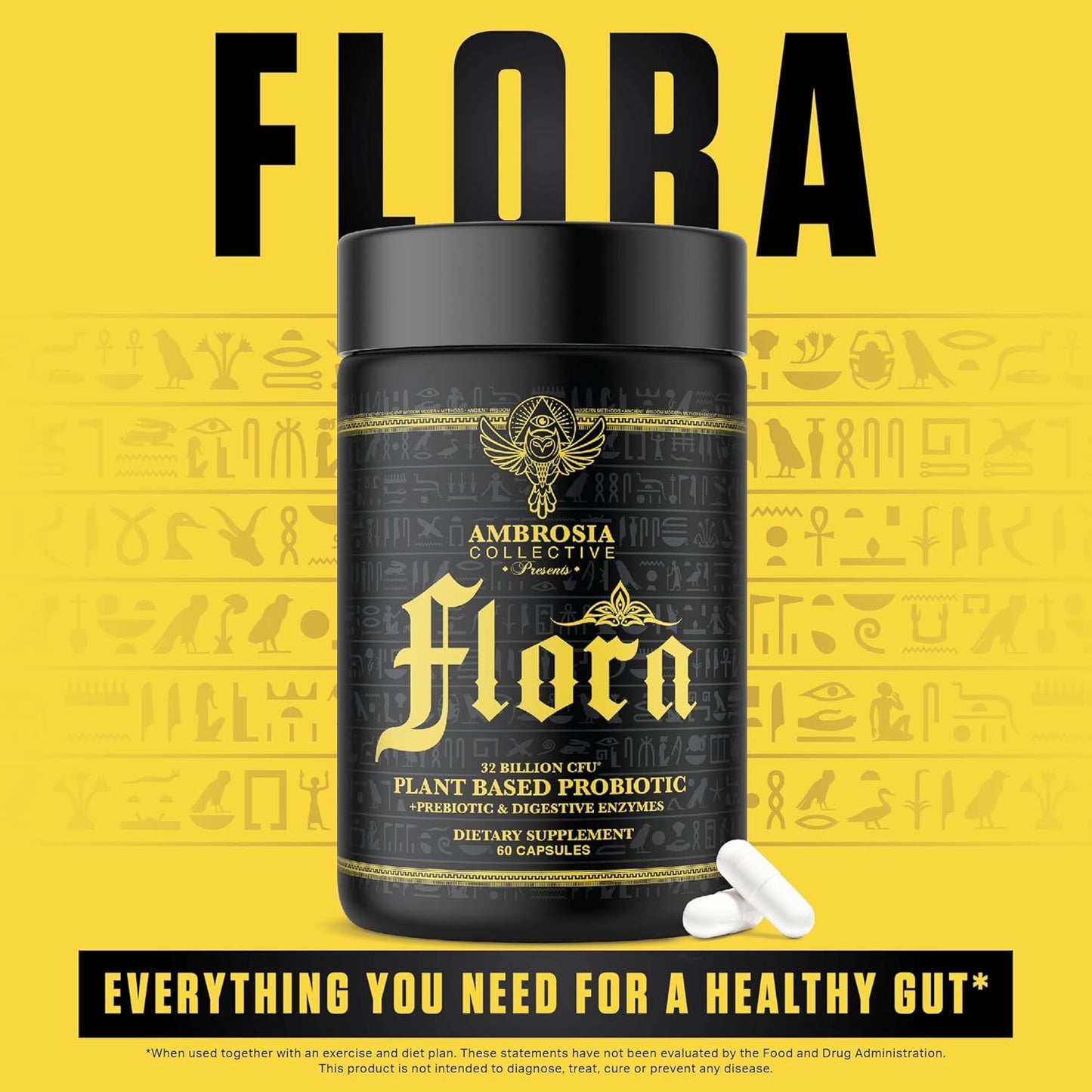 Plant Based Digestive Health Supplement with Probiotics, Prebiotics, and Enzymes - 32 Billion CFU, Vegan, 30 Servings